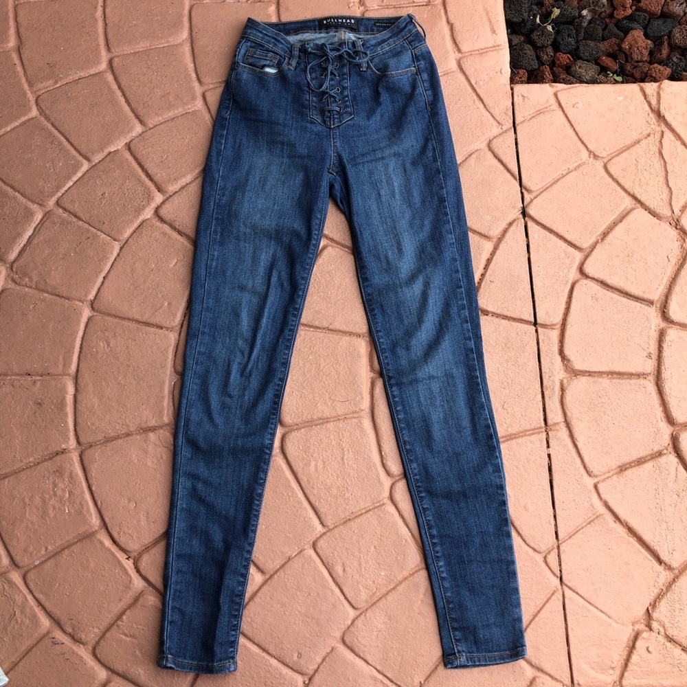 Pacsun Bullhead Super Hi-rise Lace Up Skinny Jeans